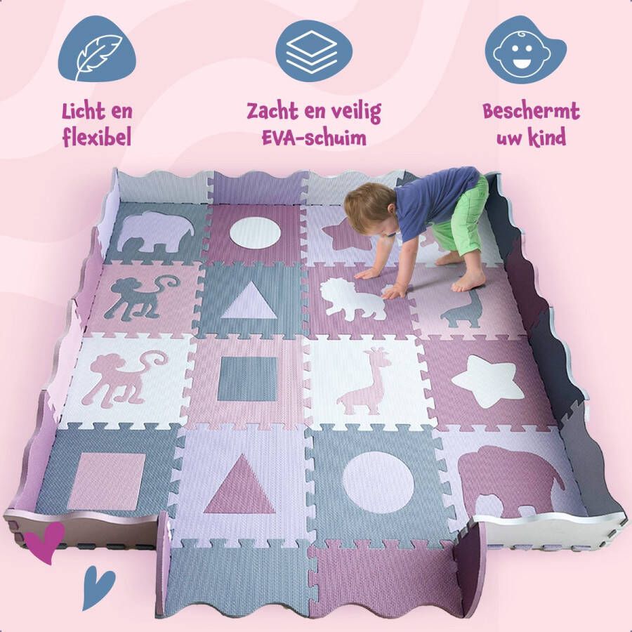 Bellettini Speelmat voor Baby Speelgoed 1 jaar 36 Delige Puzzelmat Kruipmat Foam Tegels