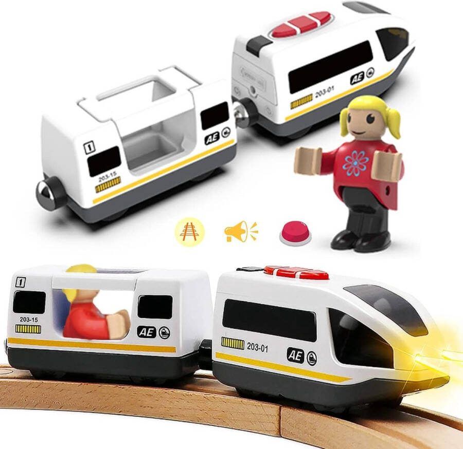 Belmarkt Accu-actie-locomotief (magnetische verbinding) elektrische trein voor kinderen educatief speelgoed cadeaus voor kinderen Rail passagierstrein compatibel met Thomas Brio Chuggin
