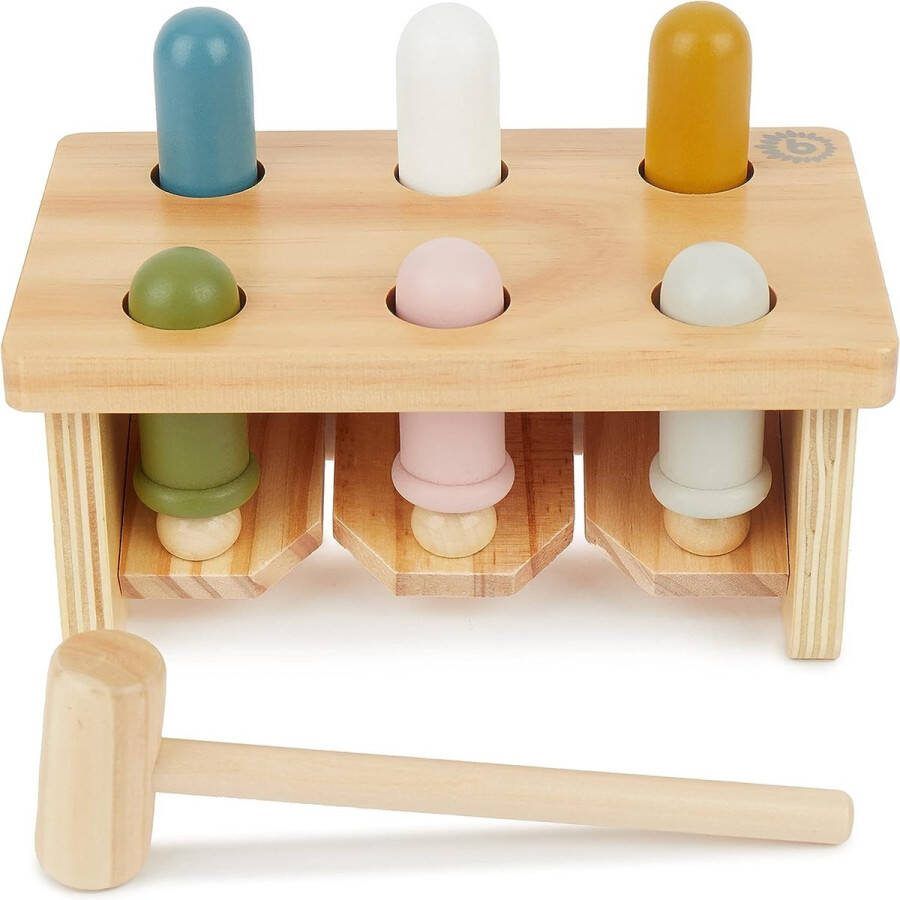 Belmarkt Klopfbank vanaf 1 jaar hamerspel voor baby's vanaf 1 jaar hout motoriekspeelgoed vanaf 1 jaar activityboard baby klopspel hamerspel Montessori hamer houten speelgoed