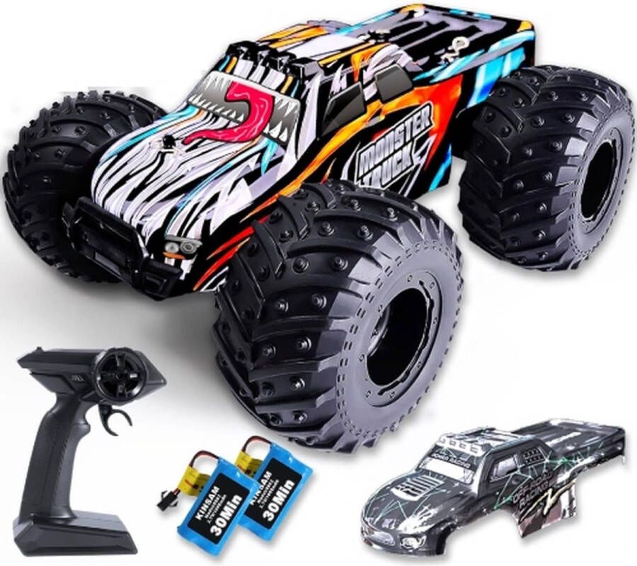 Belmarkt Op afstand bestuurbare auto 20 km u RC-auto voor kinderen vanaf 6 jaar 1:20 monstertruck met 2 batterijen (60 minuten speeltijd) 2 4 GHz drift RC auto voor beginners kindergeschenk