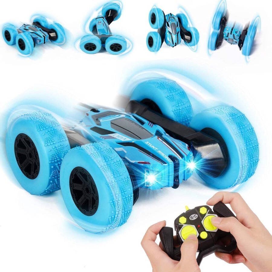 Belmarkt RC stuntcar op afstand bestuurbare auto voor kinderen 4WD 2 4 GHz schakelketting & wielen convert interchange 360° flips voertuig offroad auto speelgoed voor jongens en meisjes
