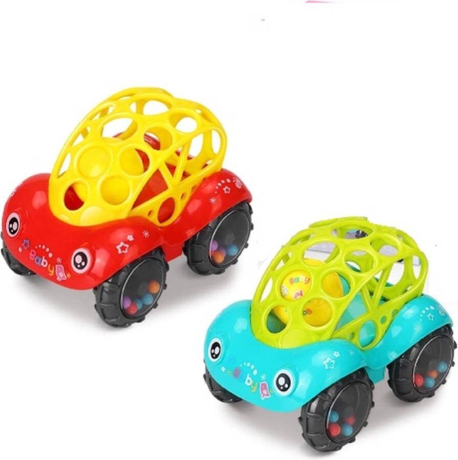 Belmarkt Speelgoedauto met rammelaar 2 stuks Kinderspeelgoed Babyrammelaarspeelgoed Cadeaus voor 6-12 maanden Speelgoedauto Flexibel Gemakkelijk Vast te Pakken Ontwerp voor 1 2 3-Jarige Jongens Meisjes