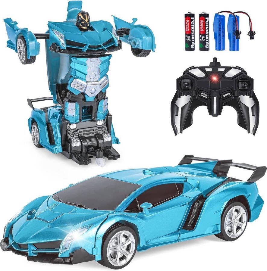 Belmarkt Transformerspeelgoed op afstand bestuurde auto voor kinderen vanaf 6 7 8 9 10 jaar 2 4 GHz afstandsbediening twee-in-één transformator RC auto speelgoedauto voor jongens en meisjes