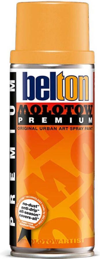 Belton Molotow Premium Neon Oranje 400ml spuitverf met halfglans afwerking