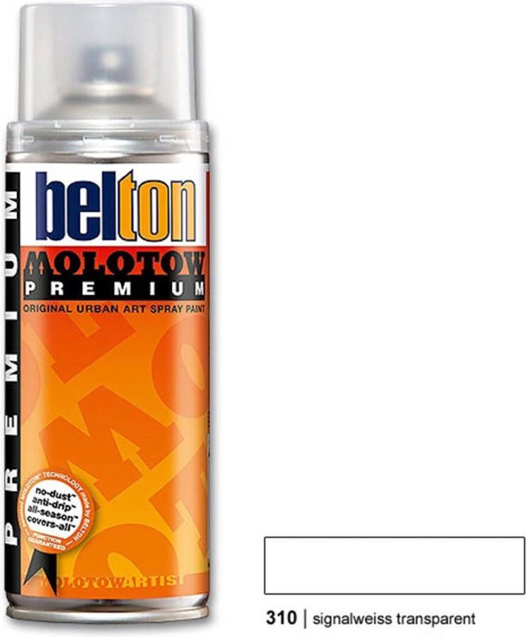 Belton Molotow Premium Transparant Wit 400ml spuitverf met halfglans afwerking