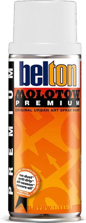 Belton Molotow Premium Wit 400ml spuitverf met halfglans afwerking