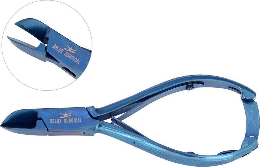 Belux Surgical Instruments Belux Chirurgische Instrumenten Professionele Nagelknipper met Stevige Handgreep voor (Harde) Teennagels en Ingegroeide Nagelhoeken Gebogen Fancy Blauwe Kleur