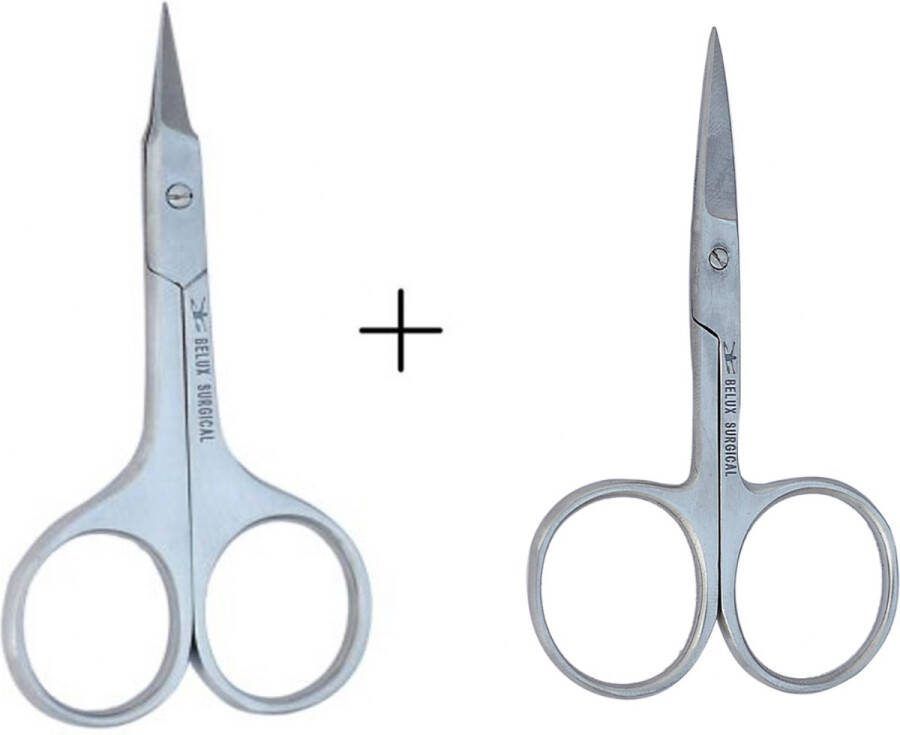 Belux Surgical Instruments SET VAN 2 Professionele Nagelschaar Stevige Nagelschaar voor Nagelhoeken Vingernagels en Teennagels Pedicure Manicure Schaar Stevig Gebogen snijvlak 9 cm