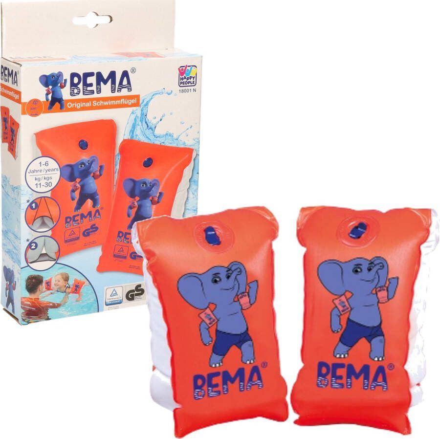 Bema Set van 4x stuks (2 paar) opblaasbare zwembandjes 1-6 jaar tot 30 kg voor kinderen Zwemhulp opblaas zwemmouwtjes zwemvleugeltjes