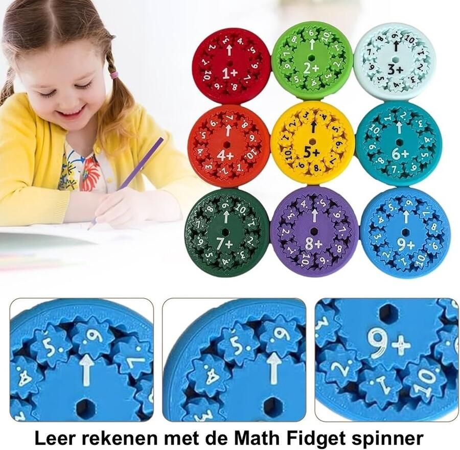 BeMuBa Math fidget spinner Optellen & Aftrekken 9 stuks Leren rekenen