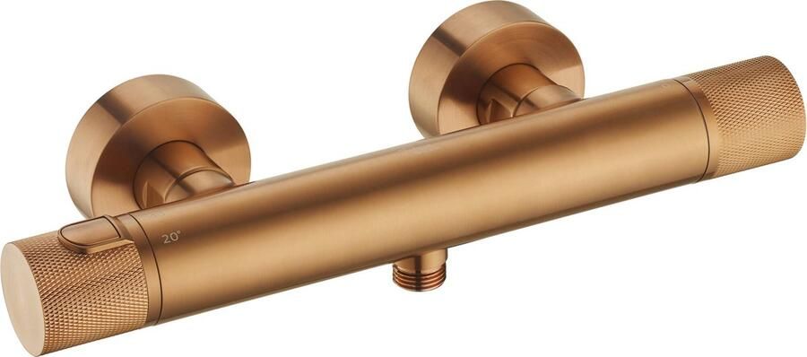 Ben engraved Cross Thermostatische Douchekraan 15 cm Koper Thermostaatkraan