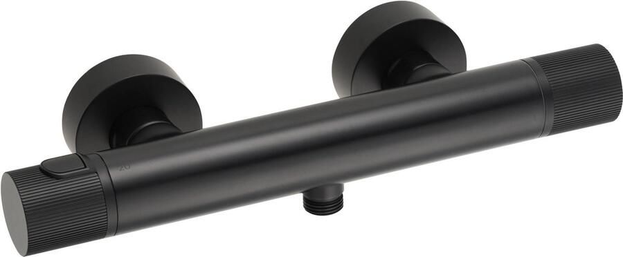 Ben engraved Line Thermostatische Douchekraan 15 cm Mat Zwart Thermostaatkraan