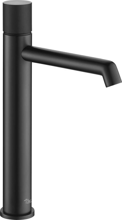 Ben Engraved Line Wastafelkraan 31 cm Hoog Mat Zwart