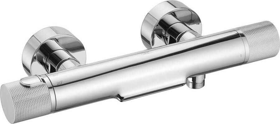 Ben Engraved Cross Badkraan 15 cm Thermostatisch Chroom Diamantpatroon Thermostaatkraan
