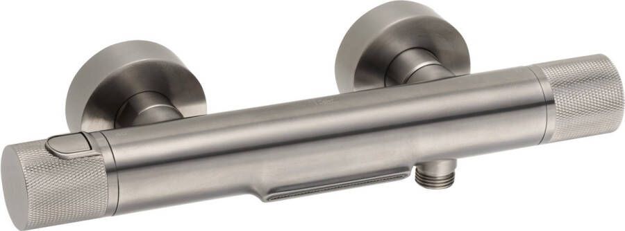 Ben Engraved Cross Badkraan 15 cm Thermostatisch Geborsteld zwart Diamantpatroon Thermostaatkraan