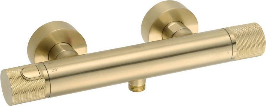 Ben engraved Cross Thermostatische Douchekraan 15 cm Messing Thermostaatkraan