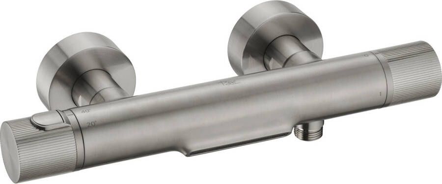 Ben Engraved Line Badkraan Waterval functie 15 cm Thermostatisch RVS-look Keramisch Thermostaatkraan