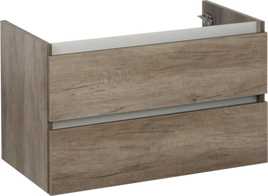 Ben Limara Wastafel Onderkast 80x44.5x50 cm Eiken Badkamerkast Wastafelmeubel met Uitsparing