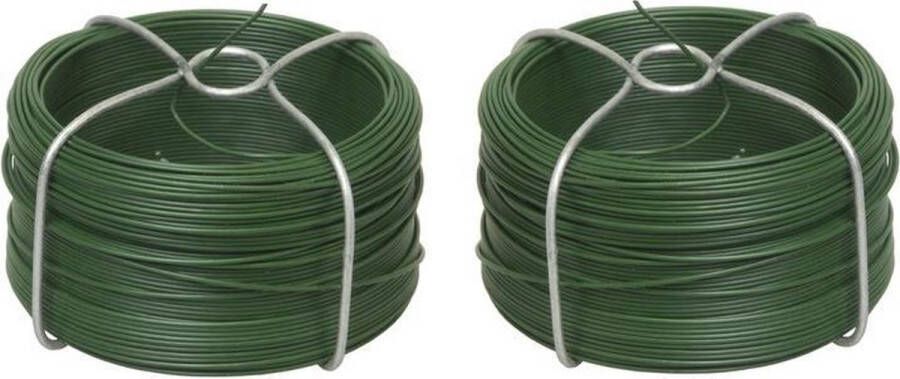 Benson Groen binddraad voor planten en bloemen 50 meter 4 stuks geplastificeerd ijzerdraad