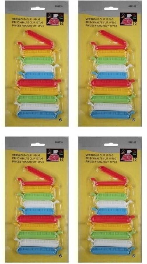 Ben Tools Set van 40x gekleurde vershoudclips vershoudknijpers zakklemmen