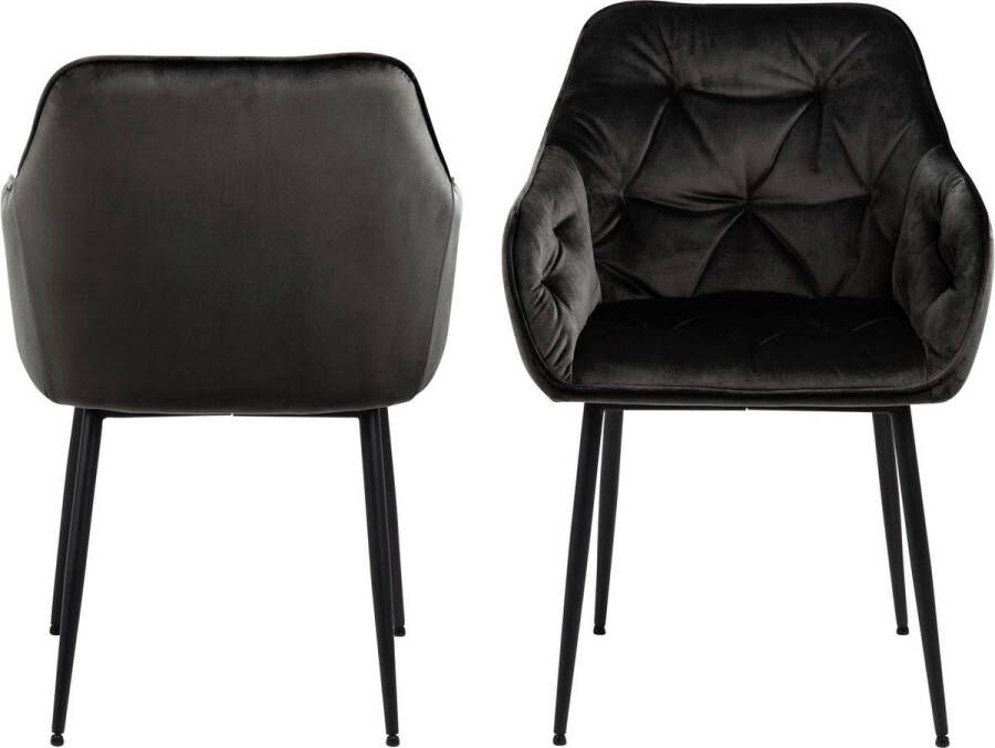 Bendt Eetkamerstoel Gjol in grijsbruine velours stof en zwarte poten