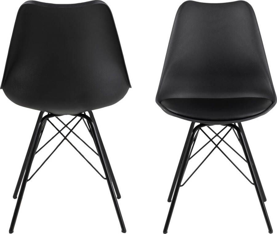 Meubelen-Online Eetkamerstoel Plaisir set 2 stoelen zwart kuipstoel