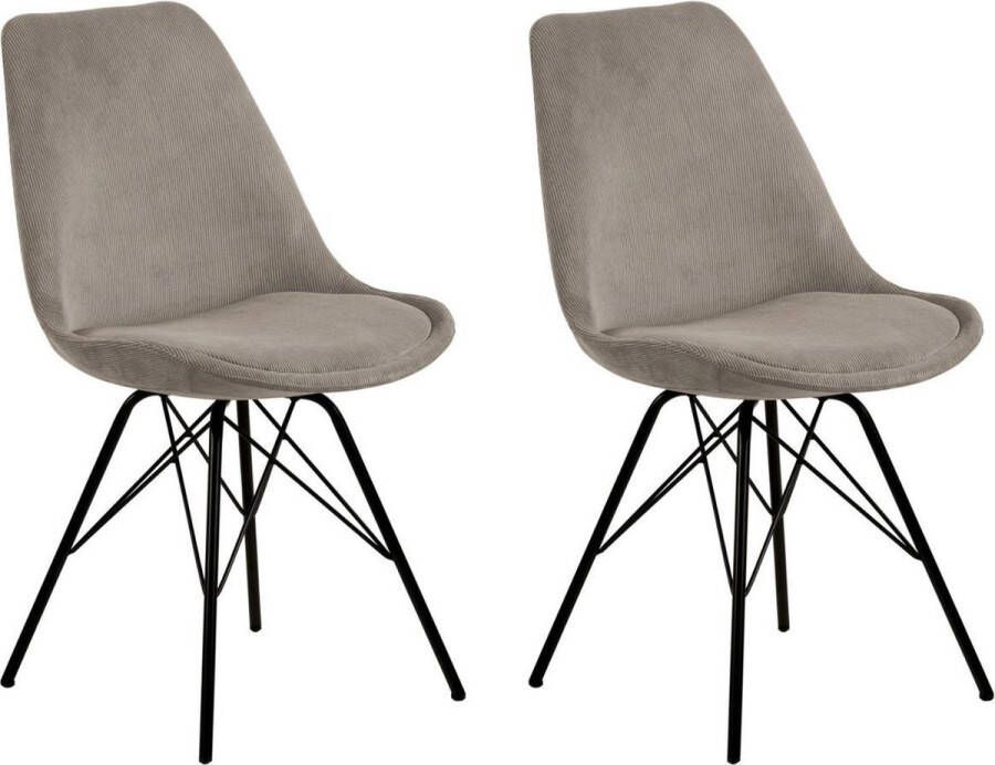 Leen Bakker Eetkamerstoel Bonn (2 stuks) ribstof beige