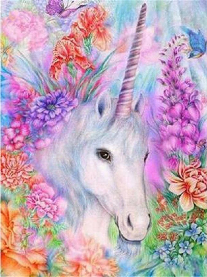 Benelux painting Diamond painting 20x25cm unicorn ronde steentjes