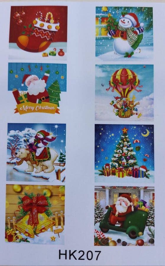 Benelux painting Diamond painting kerstkaarten pakket ( 8 stuks ) 3D kaart kerst