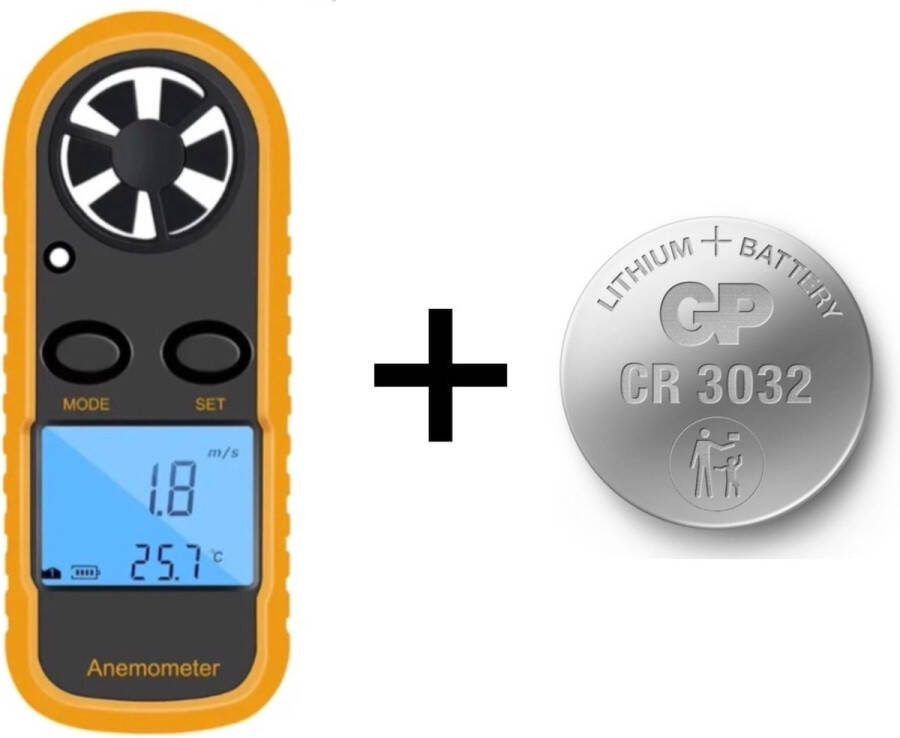 Benetech Windmeter Digitaal Anemometer Windsnelheidsmeter Draagbaar Geel