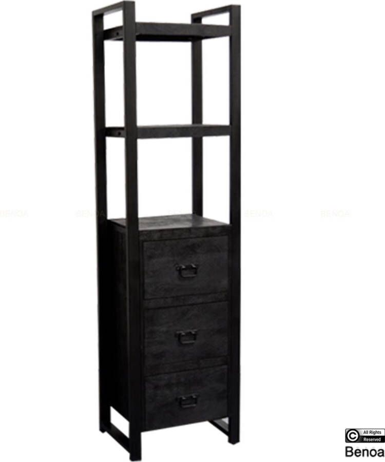 Benoa Boekenkast Britt met 3 lades Zwart 55 cm