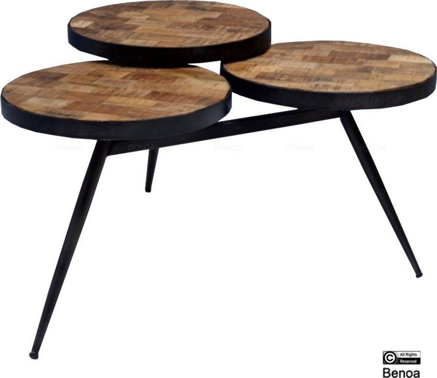 Meubelplaats Ronde salontafel Triple-disk mangohout