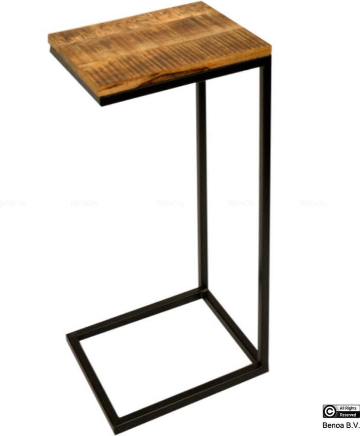 Benoa Cortez Iron & Wood End Table 38 cm Iron Stand Black finish