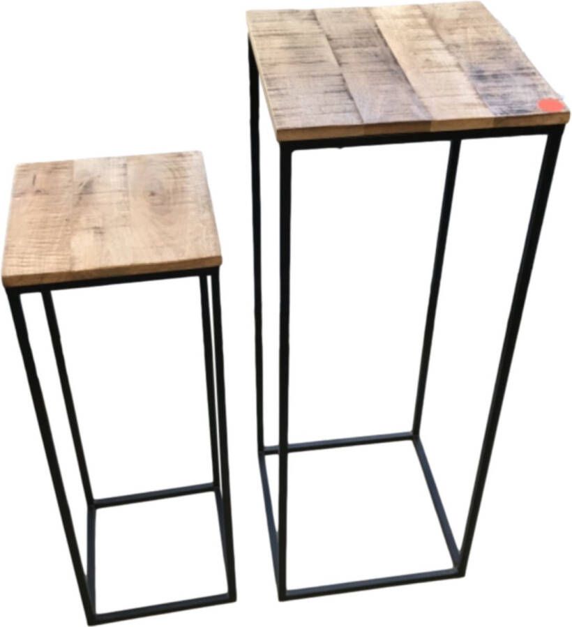 Benoa Cambria Iron & Wood Side Table (Set of 2)