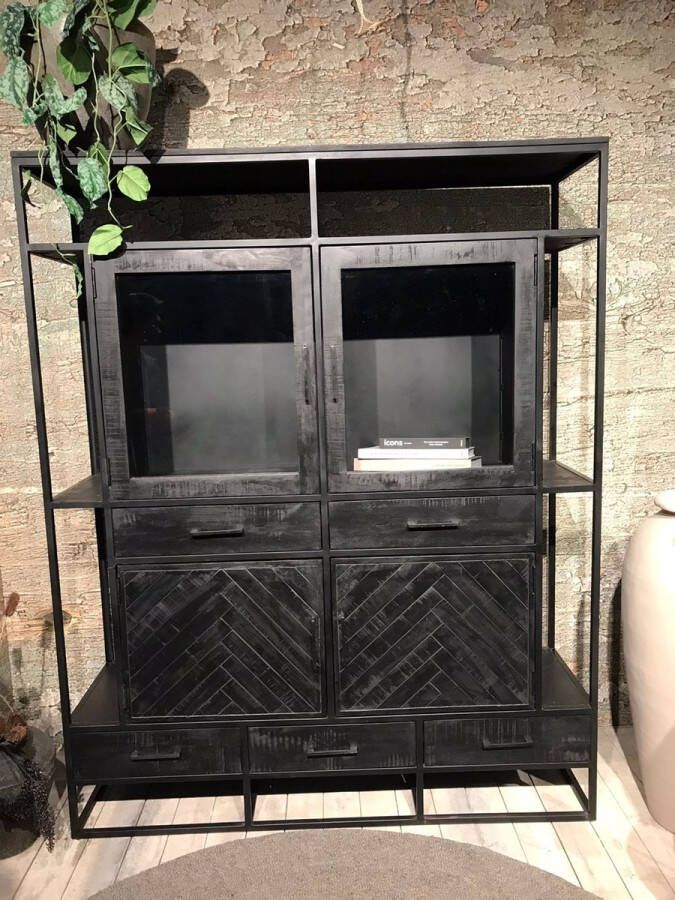 Benoa Jax 4 Door 5 Drawer Cabinet Black 160 cm