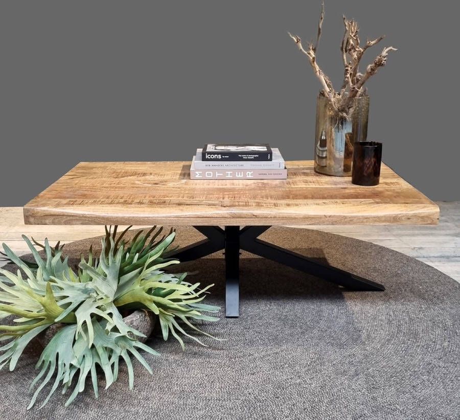 Benoa Osprey Mango Coffee Table Live Edge 120 3+3cm with Spiderleg