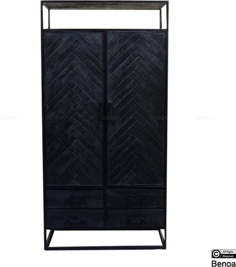 Benoa Jax 2 Door 4 Drawer Cabinet Black 100 cm