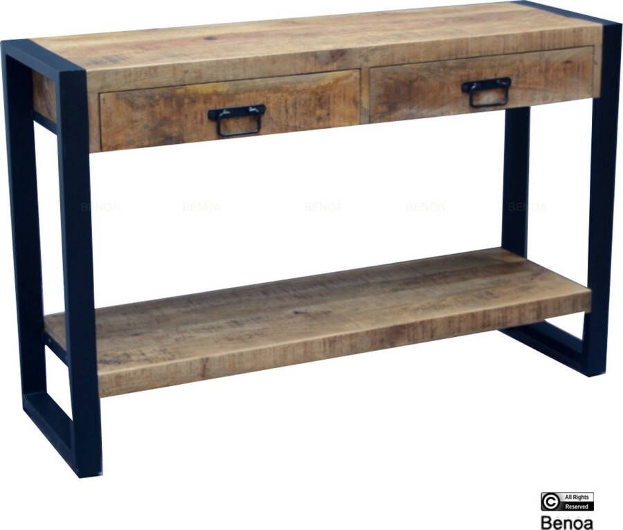 Starfun Mangohout Sidetable Boaz Dressoir Console Tafel met 2 lades 120 cm
