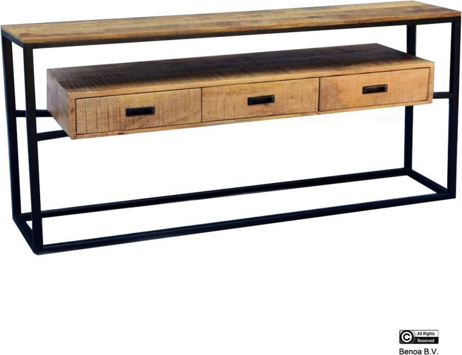 Benoa Sidetable Len 110 150 180 cm Mangohout & Metaal -150 cm