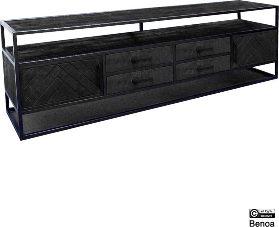 Benoa Jax 2 Door 4 Drawer TV Cabinet Black 200
