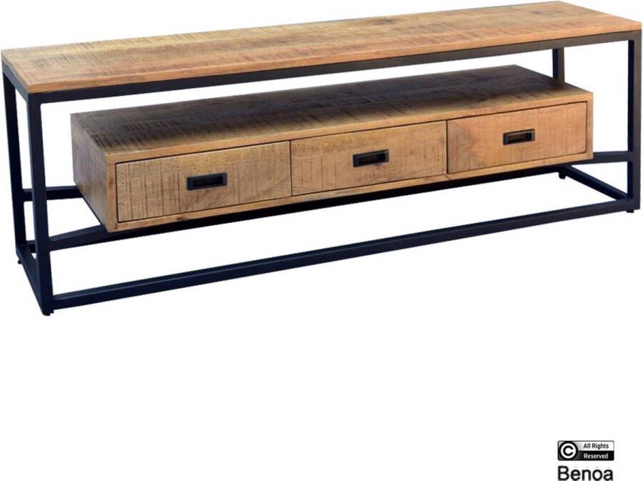 Benoa Tv-meubel Len met 3 lades 150 cm Mangohout