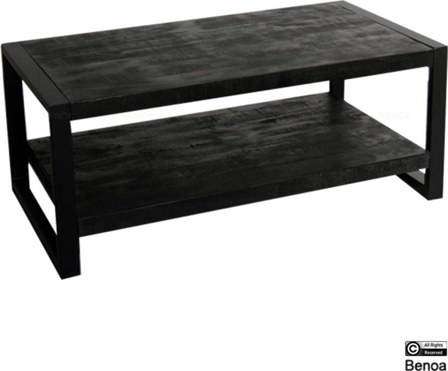Benoa Zwarte salontafel met onderblad 110x60x45cm