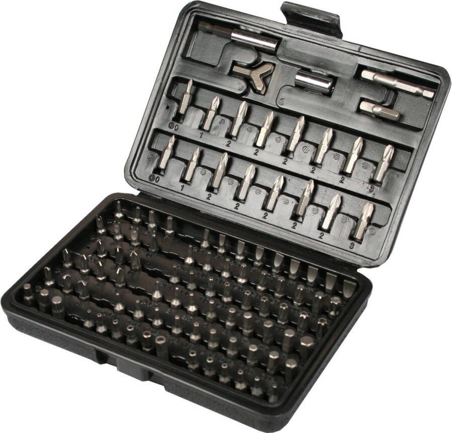 Benson 100-delige schroevendraaierset uitgebreide bitset met opbergcase en accessoires