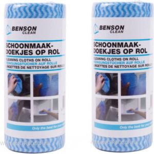 Benson 100x Reinigingsdoekjes Schoonmaakdoekjes Op Rol Blauw Vaatdoekjes