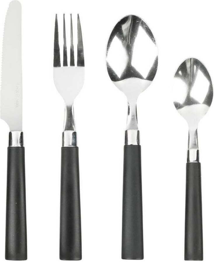 Benson 16-delige bestekset Modern design Zwarte handvaten RVS Vaatwasserbestendig