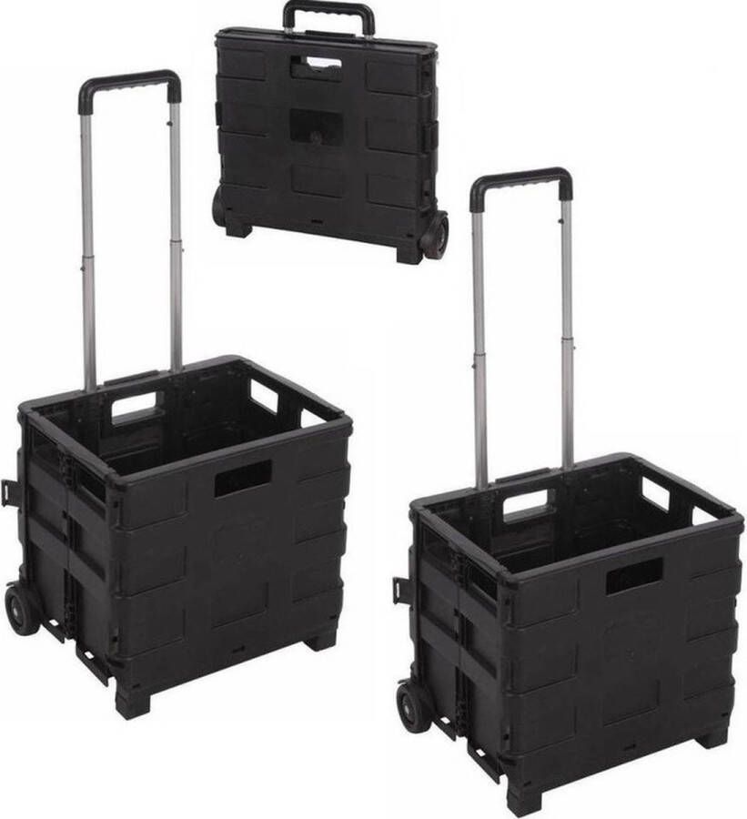 Ben Tools 2x Opvouwbare trolley met krat maximaal 25 kg 40 liter boodschappen reis trolley