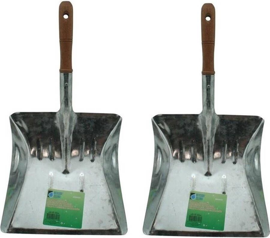 Benson 2x Stofblikken verzinkt met houten steel 22 cm blik