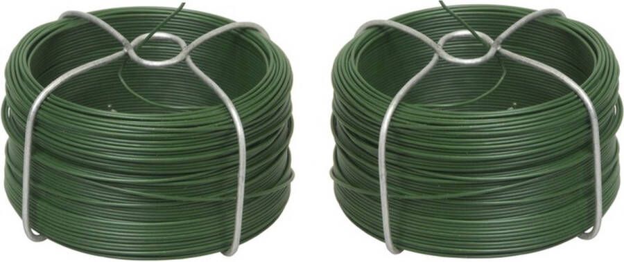 Ben Tools 6x rolletjes groen binddraad voor planten en bloemen 50 meter p stuk geplastificeerd ijzerdraad