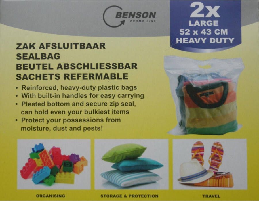Benson Aflsuitbare Huishoudzak 2 Stuks XL – 52x43x1cm | Opberger voor Spullen voor op Reis of tijdens de Verhuizing | Verhuis Opbergtool