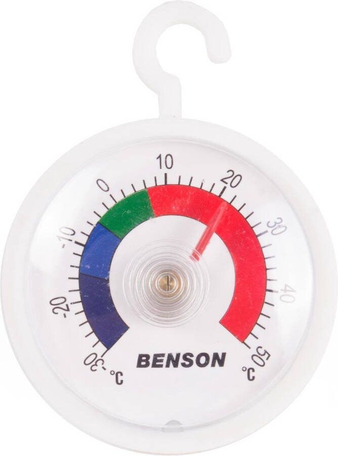 Benson Analoog koelkast- en vriezerthermometer rond Ø 44 mm wit meetbereik -30°C tot +50°C